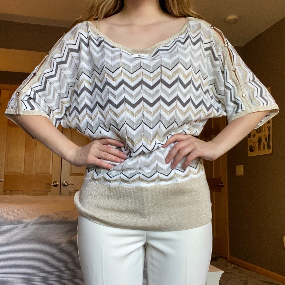 WHBM Gold and Silver Tunic/Sweatery Sparkly Top